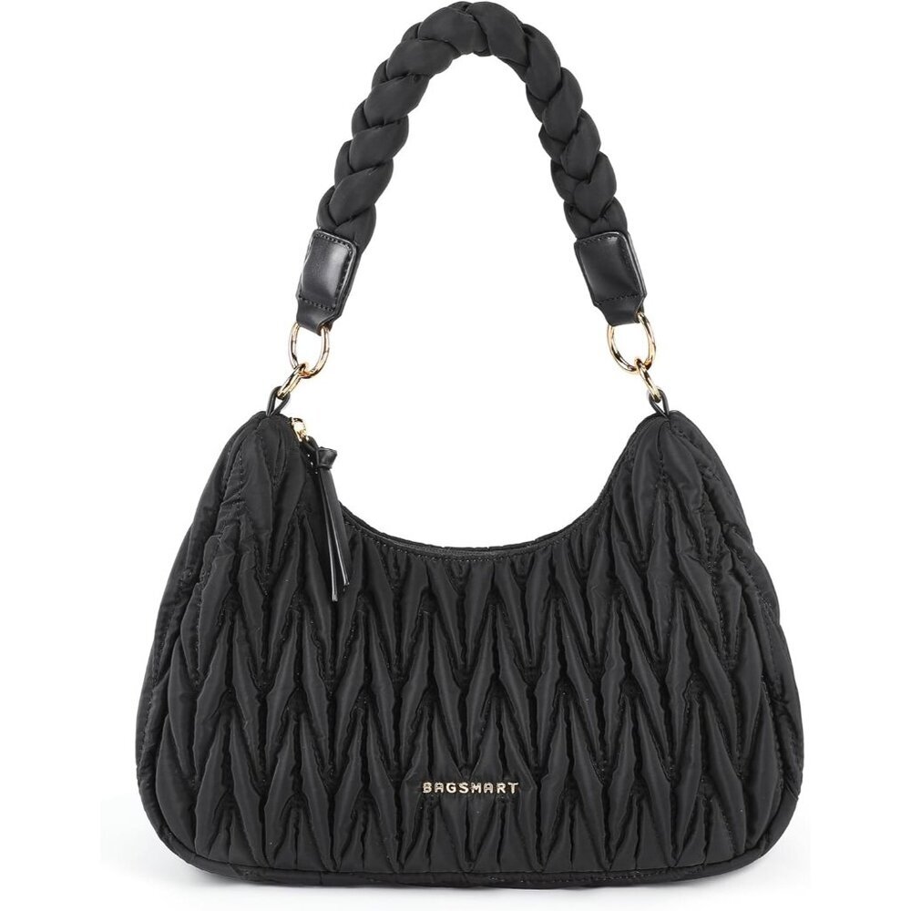 Women's Black Lightweight Quilted Puffer Adjustable Strap Crossbody Bags